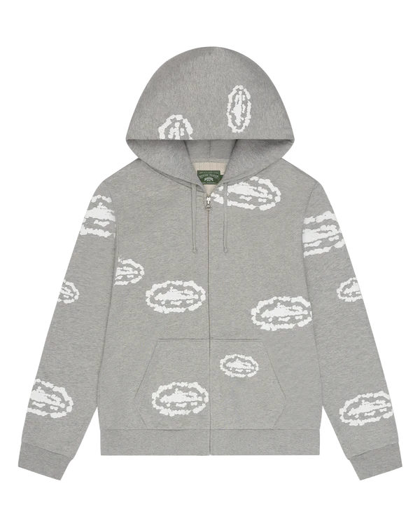 Island Wreath Zip Hoodie Grey