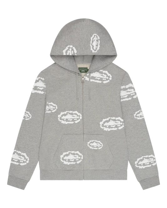 Island Wreath Zip Hoodie Grey